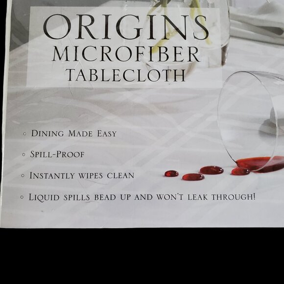 Bardwil Linens White 60" x 84" Oblong Tablecloth Vintage Textured Microfiber - Picture 3 of 7